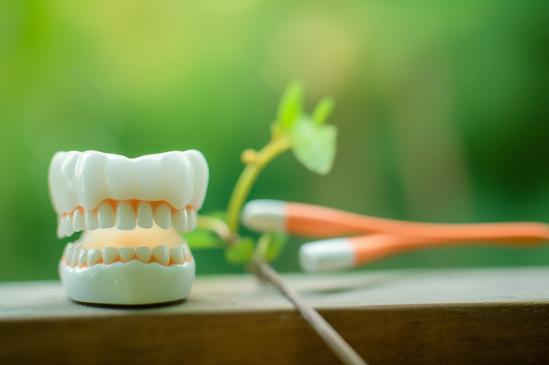 绿色唯美牙齿模型摆放摄影图,高清,摄影图,摄影图片,图片大全,摄影图免费下载